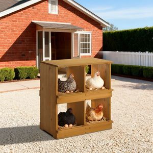 Nidi per Galline e Anatre, Casetta in Legno per Deposizione Uova con 4 Scomparti, Gabbia per Animali Gialla - Product Image 4