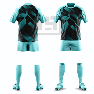 Uniforme d'équipe de rugby professionnel, écologique, coupe-vent, imprimé, col en V, jersey léger, short, broderie 3D, antibactérien - Product Image 3