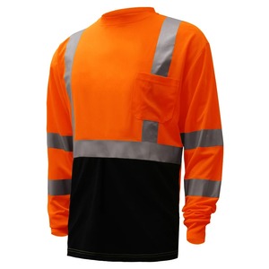 Camisa de Trabajo de Alta Visibilidad con Cuello Redondo y Manga Larga, Tiras Reflectantes, Diseño Práctico con Bolsillos, Camisa de Trabajo Profesional de Alta Visibilidad - Product Image 2