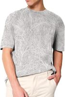 T-shirt à manches courtes surdimensionné pour homme, gris, imprimé abstrait, tricoté en polyester, style décontracté, col rond