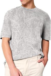 เสื้อยืดแขนสั้นผู้ชายทรงโอเวอร์ไซส์ สีเทา ลายพิมพ์นามธรรม ผ้าถักโพลีเอสเตอร์ สไตล์ลำลอง คอกลม - Product Image 6