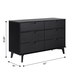 Commode moderne en teck massif de haute qualité, couleur noire, pour chambre à coucher - Product Image 6