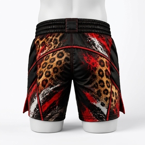 Pantalones Cortos Deportivos para Hombre, Negros y Rojos, con Estampado Gráfico Animal, Cintura con Cordón, Paneles Geométricos, Ropa Deportiva, Fabricante Mayorista Personalizado - Product Image 4