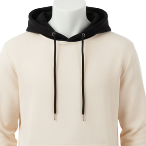 Classic Custom Logo Two Tone <b>Hoodie</b> Men's <b>Cream</b> & Black Contrast Hood Pullover High Quality Cotton Streetwear <b>Hoodie</b> - Product Image 4