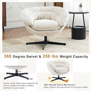 Poltrona da Ufficio COMFY in Metallo Nero, Rivestita in Ciniglia, Girevole a 360 Gradi, con Cuscino Rimovibile per Soggiorno - Product Image 3