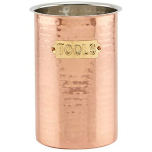 Porta Cubiertos de Metal Plateado de Diseño Vintage con Base, Organizador de Utensilios Decorativo Estilo Rústico en Oferta - Product Image 3