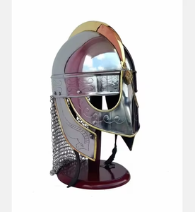 Casco Vikingo CH de Lobo Plateado, Casco de Caballero Medieval Hecho a Mano de Metal Pulido con Detalles de Malla, Decoración Antigua, Regalo de Disfraz - Product Image 1