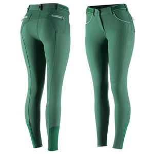 Pantalones de equitación para mujer con agarre de silicona completo, bolsillo con cremallera, multicolor, al por mayor, OEM - Product Image 4