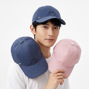หมวกเบสบอล 6 แผง สีพื้น ยูนิเซ็กซ์ ผ้าฝ้าย ปีกหมวกแบบพอดีตัว สไตล์ลำลอง สำหรับฤดูใบไม้ผลิและฤดูร้อน สีฟ้า สีชมพู - Product Image 4