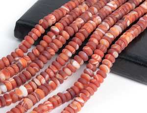 ลูกปัดอาเกตสีส้มแดงเข้มลายเส้นแบบด้าน เกรดเกรดพรีเมียม รูปทรงรอนเดลล์ สำหรับทำเครื่องประดับ DIY สร้อยข้อมือ สร้อยคอ - Product Image 6