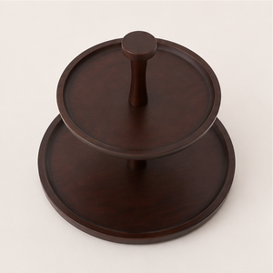 Luxury 2 <b>Tier</b> Acacia Wood <b>Cake</b> Stand Wooden Tiered Serving Tray for Cupcakes Fruits & Dessert Eco-Friendly Dessert Display Stand - Product Image 2