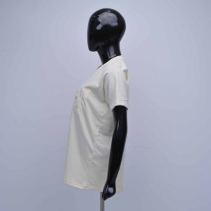 Camisetas de Mujer de Manga Corta de Algodón Blanco de Primera Calidad con Logotipo Personalizado Bordado en Relieve en la Parte Delantera - Product Image 5