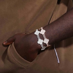 Pulsera de Eslabones Cubanos de Plata de Ley 925 con Moissanita y Diamantes, Joyería Fina al por Mayor, de Moda, de Marcas de Moda - Product Image 1