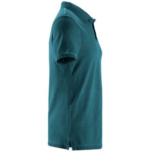Polo de Manga Corta para Hombre, Color Verde Azulado, Tela Oxford de Algodón, Transpirable, Estilo Casual, Corte Regular, Color Sólido, Diseño con Botones - Product Image 6