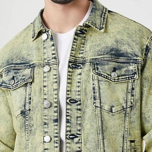 Acid Wash <b>Denim</b> Jacket Vintage Retro Jean <b>Coat</b> for Men Streetwear Fashion Outerwear Wholesale Supplier OEM - Product Image 6