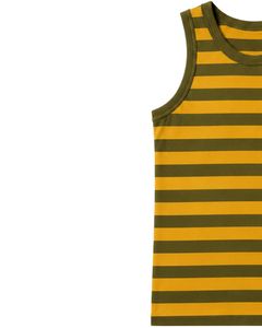 Olive Green <b>Yellow</b> Striped Men Cotton <b>Tank</b> <b>Top</b> Sleeveless Vest Casual Summer Gym Fitness Shirt Breathable Loose Fit Streetwear - Product Image 3