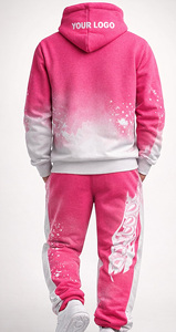 Ensemble de survêtement d'hiver pour homme, 420 GSM, 100% coton, brodé, respirant, avec logo personnalisé, dégradé rose, streetwear, sweat-shirt et pantalon - Product Image 3