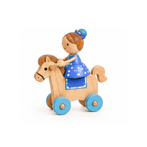 Juguete de Madera de Niña Montando a Caballo con Ruedas, Decoración Escandinava para Guardería, Figura Ecológica para Mesa de Juegos para Habitación Infantil - Product Image 1
