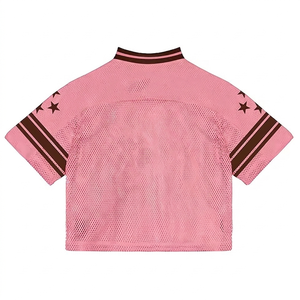 Camiseta deportiva Glory Custom de malla rosa, estilo streetwear, holgada, transpirable, estilo hip hop, corta, unisex. - Product Image 2