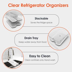 Lot de 6 bacs de rangement transparents pour congélateur avec couvercles, organisateurs de garde-manger, de réfrigérateur, de fruits et de légumes - Product Image 5