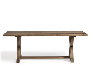 Solid Teak Wood <b>Dining</b> <b>Table</b> <b>Rustic</b> <b>Farmhouse</b> Style with Unique Double Pedestal Base, Handmade Wooden <b>Table</b> Supplier - Product Image 2