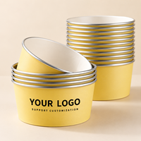 Bol en papier kraft blanc jetable, écologique, avec logo personnalisé, pour salade, soupe, gâteau, yaourt, emballage alimentaire
