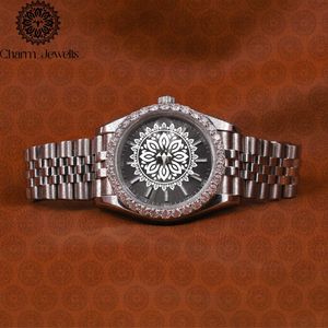Charm Jewells Reloj redondo de acero inoxidable para hombre, 40 mm, cristal de zafiro, cuarzo, cierre plegable de moda de lujo - Product Image 1