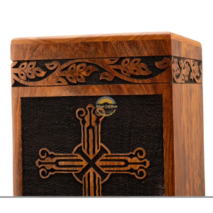 Handcrafted simple waves urns & Natural Wood Cremation Urn Ashes <b>Box</b> Artistic Funeral Memorial <b>Keepsake</b> by AYAANS - Product Image 4