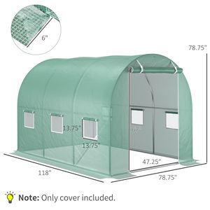 Telo di Ricambio in PE Impermeabile Resistente per Serra/Giardino d'Inverno 2x2x3m con 6 Finestre - Product Image 3