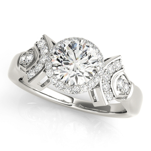 Bague de fiançailles et de mariage de luxe avec halo de diamants ronds cultivés en laboratoire certifiés IGI, design décoratif latéral, or 10K 14K 18K, argent 925 935 - Product Image 3