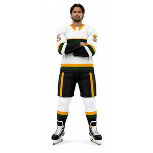 Venta de Fábrica: Conjunto de Uniforme de Hockey sobre Hielo para Hombre, Naranja, Verde y Negro, Sublimado, Manga Larga, Absorbe la Humedad, Talla Adulto - Product Image 2