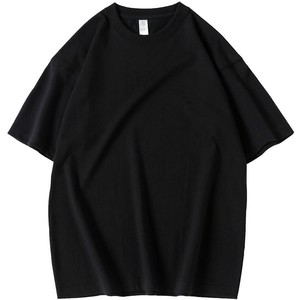 Men's Oversized Black Cotton T-<b>Shirt</b> Short Sleeve O-Neck Casual Solid Color Jersey Knit Fit Anti-UV eco-friendly t-<b>shirt</b> OEM - Product Image 1