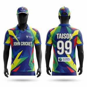 180 GSM Premium Polyester Mesh <b>Cricket</b> Jersey <b>White</b> Navy Blue Gold Heat-Transfer Custom Logo Anti-Bacterial Breathable UV - Product Image 5