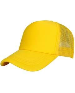Gorra Trucker Amarilla Brillante con Malla Trasera, Ajustable, Transpirable, de Poliéster, con Espuma Frontal, Logotipo Personalizado, Gorra de Béisbol Lisa - Product Image 1