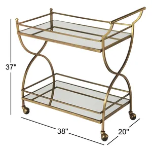 Chariot utilitaire roulant multifonctionnel en métal fait main de qualité supérieure avec construction en acier de style industriel et étagères spacieuses - Product Image 3