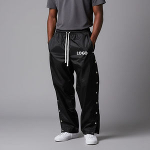 Pantalones Deportivos Personalizados con Botones Laterales para Hombre, Corte Holgado, Cortavientos, para Baloncesto, Estilo Urbano - Product Image 3