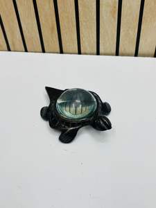 Presse-papiers en forme de tortue de 2 pouces en laiton massif noir antique avec loupe intégrée |   Loupe de bureau décorative - Product Image 6