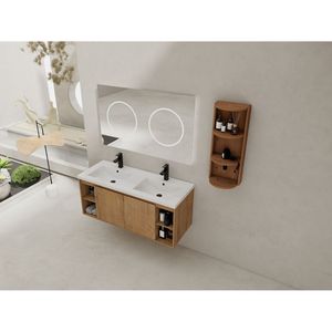 Meuble-lavabo mural double vasque 48 po avec portes à fermeture douce 00612IMO 07348IMOX et étagère de rangement (KD) – Meubles-lavabos à fermeture douce - Product Image 6