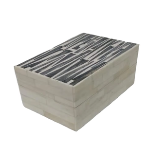 Luxury Bone Inlay Jewelry <b>Box</b> Striped Design Handmade | Decorative Storage Organizer <b>Keepsake</b> Gift Case Home Use Premium Elegant - Product Image 1