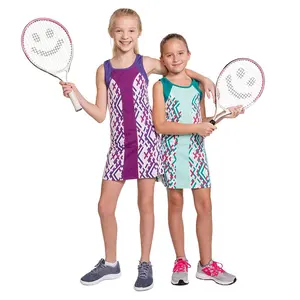 Mädchen Tennis & Golf ärmelloses Kleid mit kurzen benutzer definierten sehr bequemen und flexiblen Sublimation Tennisball Kleid