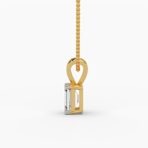 Emerald Cut Lab Grown Diamond Pendant <b>Necklace</b> in 14K Yellow Gold IGI Certified Luxury Jewelry for Party and Gift - Product Image 5