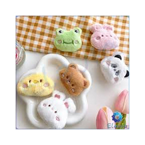 <b>Cute</b> Plush Animal Keychains Cartoon <b>Bear</b> Frog Panda Rabbit Chick Soft Toy Pendant 3D Shape Decorated With Bow - Product Image 6