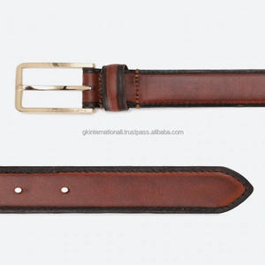 Cinturón casual de cuero puro cosido completo hecho a mano con precio al por mayor superventas para hombre - Product Image 3