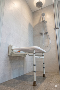 Aluminum Wall-Mounted Foldable Height-Adjustable <b>Shower</b> Seat for Elderly Disabled Pregnant Rehabilitation Use - Product Image 3