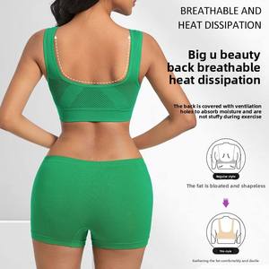 Conjunto de Sujetador Deportivo y Pantalones Cortos Ecológicos de Alta Sujeción para Mujer con Almohadillas Extraíbles, Malla Transpirable, Ideal para Yoga - Product Image 5