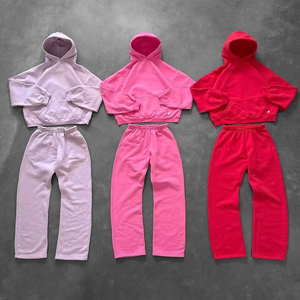 High Quality Sportswear Tracksuits Unisex Pullover Baggy Oversized Gym <b>Set</b> Jogging Suits Blank Hoodie and Jogger <b>Sweatpants</b> <b>Sets</b> - Product Image 3