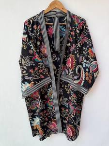 Robe Kimono Imprimée à Motifs de Dessins Animés pour Femme, en Coton Doux, Tenue d'Intérieur Estivale, Faite à la Main, Style ODM, Col en V, Taille Élastique, Peignoir - Product Image 5