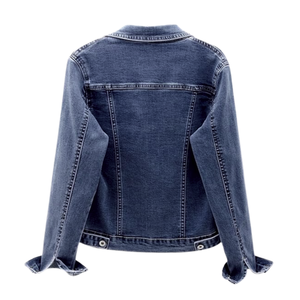 Women's Slim Fit Button-Up Denim <b>Jacket</b> Autumn Sweet Style Long Sleeve Heavyweight Denim Jeans <b>Jackets</b> - Product Image 4