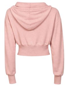 Womens Blush Pink <b>Cropped</b> <b>Zip</b> <b>Up</b> Hoodie Slim Fit Long Sleeve Casual Streetwear Cotton Fleece Sweatshirt Custom Logo ODM Factory - Product Image 2