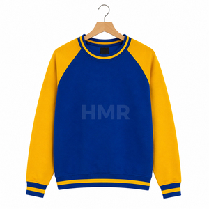 Sweat-shirt à col rond respirant bleu et jaune HMR Sorority Sisterhood, manches longues, tricoté, élégant, pour l'automne - Product Image 1
